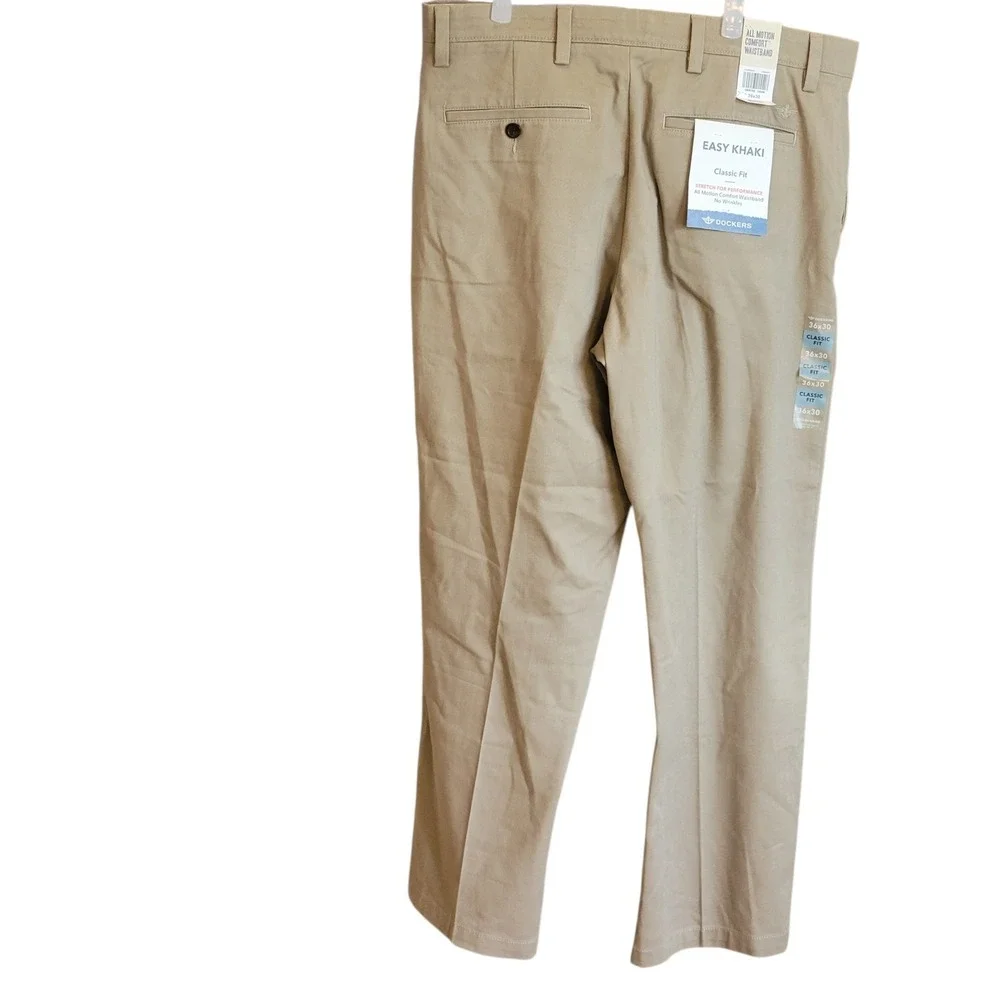Dockers Mens Easy Khaki Classic Fit Stretch Pants Tan 36x30 All Motion Comfort